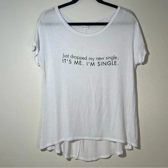 I’m Single White Round Neck Funny Short Sleeve Lightweight T Shirt Women’s Med - Picture 1 of 4
